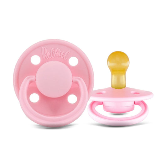 Rebael Mono Round Pacifier Size 1 - Pack of 2 - Sweet Pink / Champagne - Laadlee
