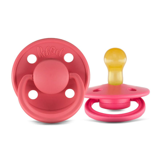 Rebael Mono Round Pacifier Size 1 - Pack of 2 - Sweet Pink / Salmon - Laadlee