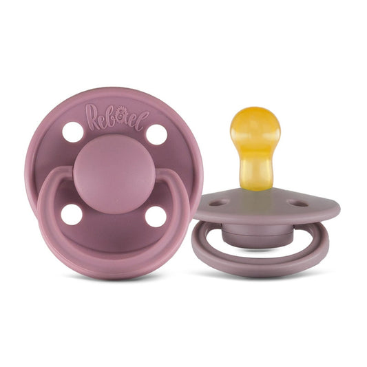 Rebael Mono Round Pacifier Size 1 - Pack of 2 - Plum / Champagne - Laadlee