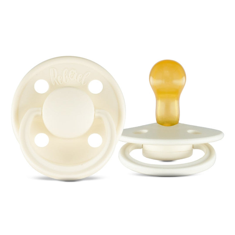 Rebael Mono Round Pacifier Size 1 - Pack of 2 - Plum / Champagne - Laadlee