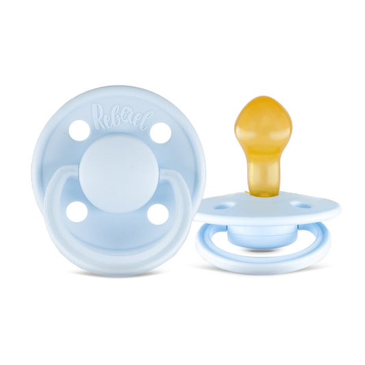 Rebael Mono Round Pacifier Size 2 - Pack of 2 - Tiny Sky / Powder - Laadlee