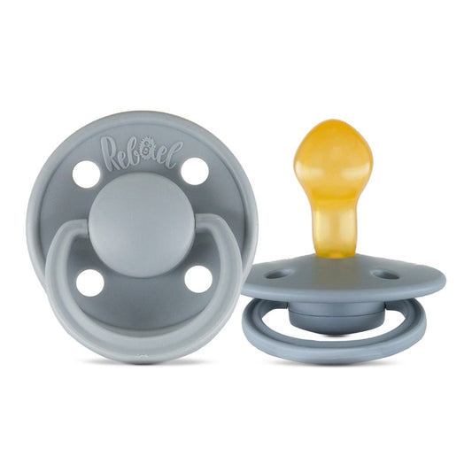 Rebael Mono Round Pacifier Size 2 - Pack of 2 - Pewter / Tiny Sky - Laadlee