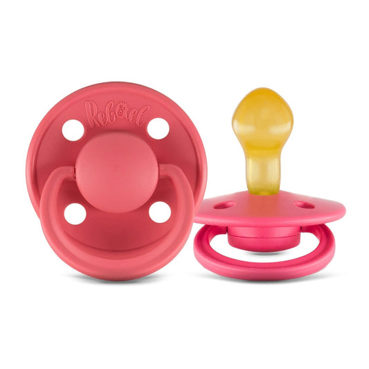 Rebael Mono Round Pacifier Size 2 - Pack of 2 - Sweet Pink / Salmon - Laadlee