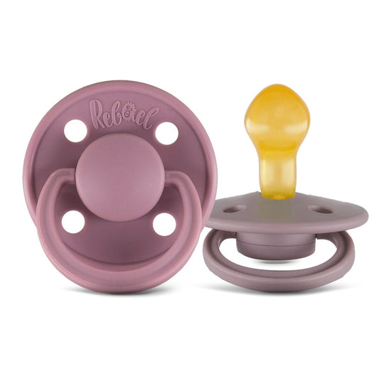 Rebael Mono Round Pacifier Size 2 - Pack of 2 - Plum / Champagne - Laadlee