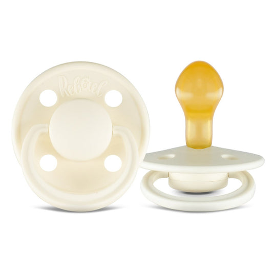 Rebael Mono Round Pacifier Size 2 - Pack of 2 - Champagne / Powder - Laadlee