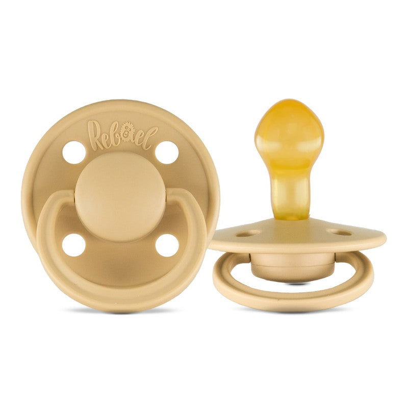 Rebael Mono Round Pacifier Size 2 - Pack of 2 - Almond / Tiny Sky - Laadlee