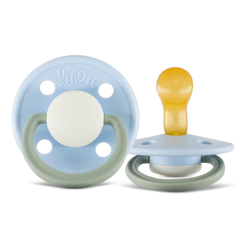 Rebael Fashion Round Pacifier Size 1 - Pack of 2 - Cold Pearly Dolphin / Cloudy Pearly Elephant - Laadlee
