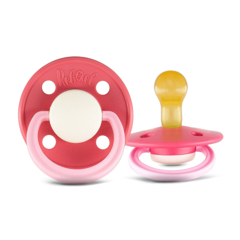 Rebael Fashion Round Pacifier Size 1 - Hot Pearly Flamingo - Laadlee