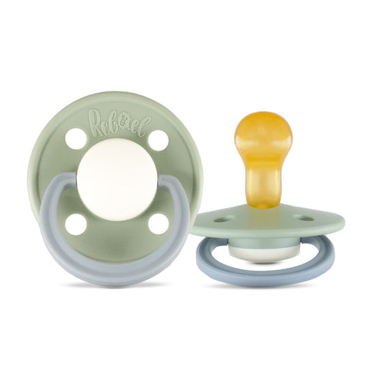 Rebael Fashion Round Pacifier Size 1 - Pack of 2 - Stormy Pearly Dolphin / Cloudy Pearly Pony - Laadlee