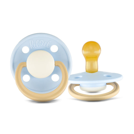 Rebael Fashion Round Pacifier Size 1 - Pack of 2 - Cold Pearly Lion / Dusty Pearly Elephant - Laadlee