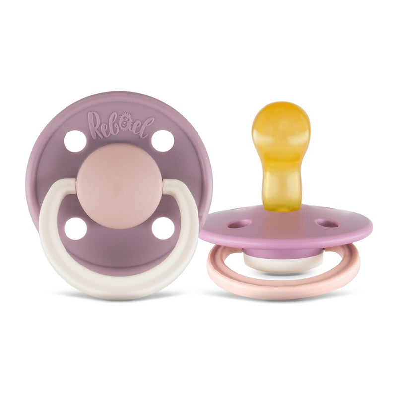 Rebael Fashion Round Pacifier Size 1 - Pack of 2 - Misty Soft Mouse / Frosty Pearly Rhino - Laadlee