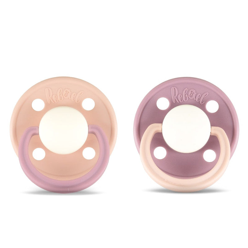 Rebael Fashion Round Pacifier Size 1 - Pack of 2 - Tornado Pearly Rhino / Misty Pearly Poodle - Laadlee