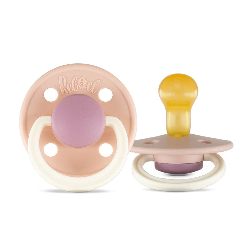 Rebael Fashion Round Pacifier Size 1 - Pack of 2 - Misty Soft Mouse / Tornado Plum Mouse - Laadlee