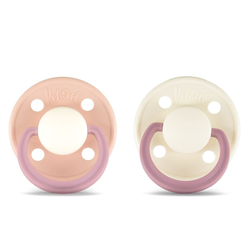 Rebael Fashion Round Pacifier Size 1 - Pack of 2 - Tornado Pearly Rhino / Frosty Pearly Rhino - Laadlee