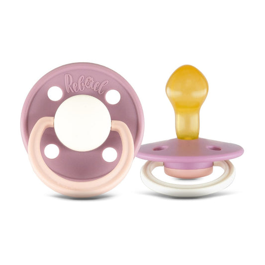 Rebael Fashion Round Pacifier Size 2 - Pack of 2 - Tornado Pearly Rhino / Misty Pearly Poodle - Laadlee