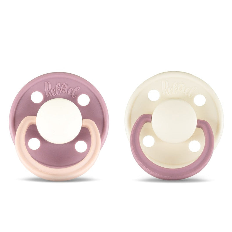 Rebael Fashion Round Pacifier Size 2 - Pack of 2 - Misty Pearly Poodle / Frosty Pearly Rhino - Laadlee
