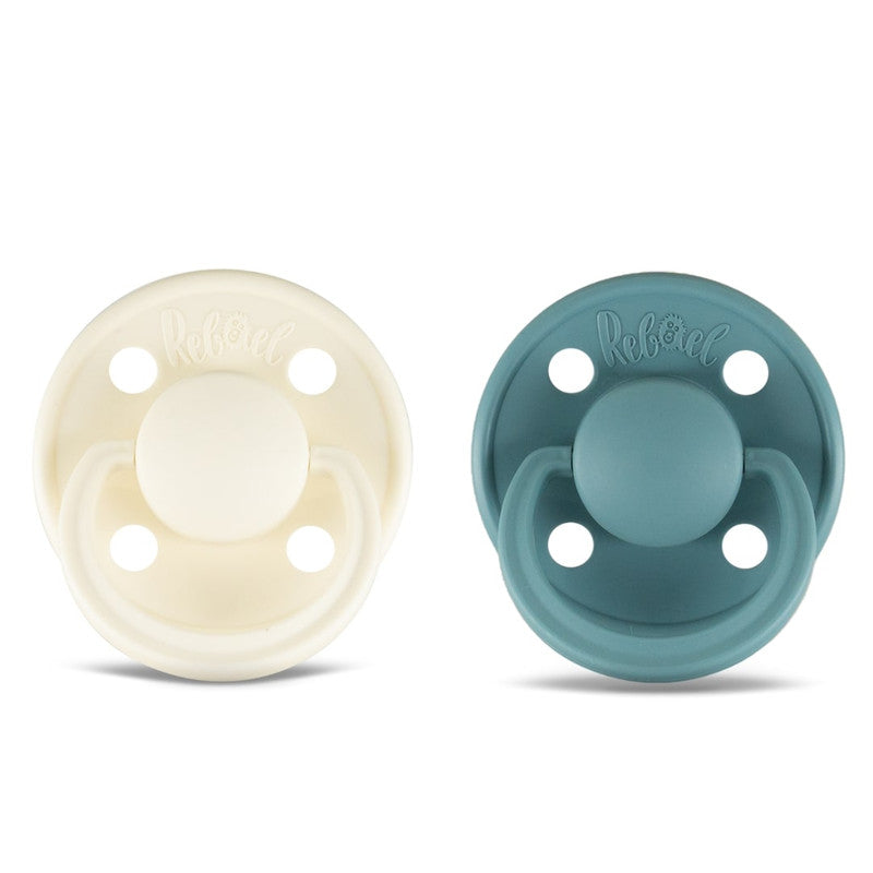 Rebael Mono Round Pacifier Size 1 - Pack of 2 - Champagne / Powder - Laadlee