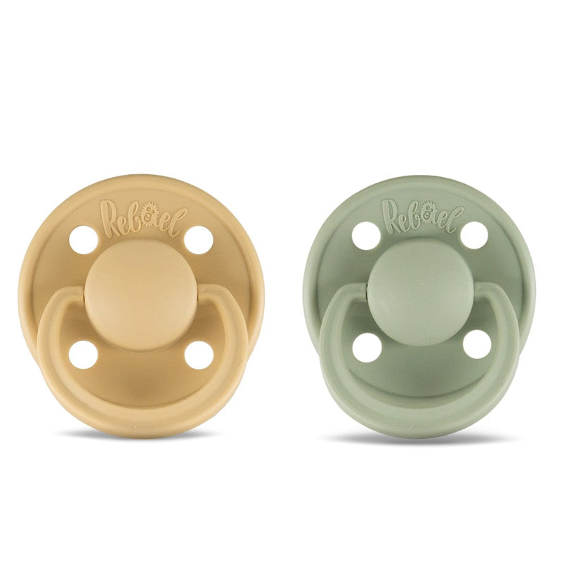 Rebael Mono Round Pacifier Size 1 - Pack of 2 - Laurel / Almond - Laadlee