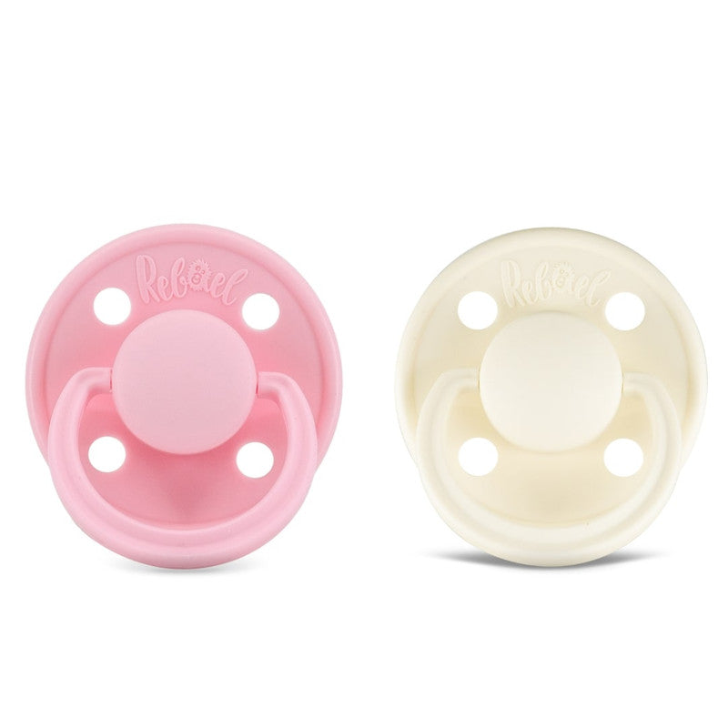 Rebael Mono Round Pacifier Size 1 - Pack of 2 - Sweet Pink / Champagne - Laadlee