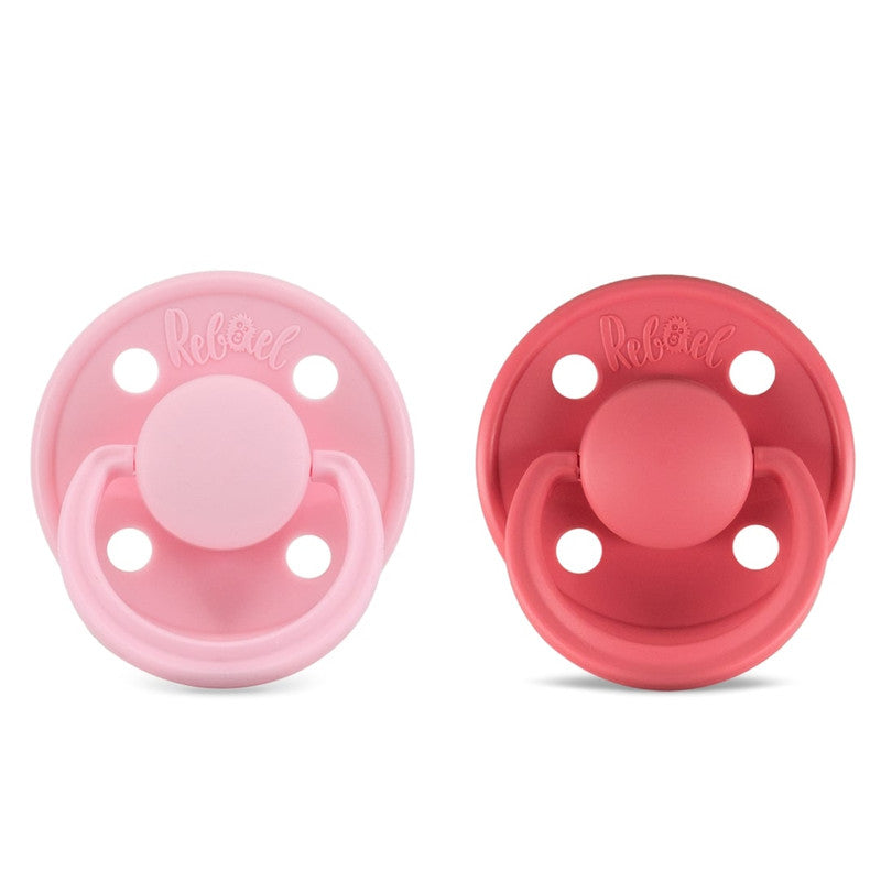 Rebael Mono Round Pacifier Size 1 - Pack of 2 - Sweet Pink / Salmon - Laadlee