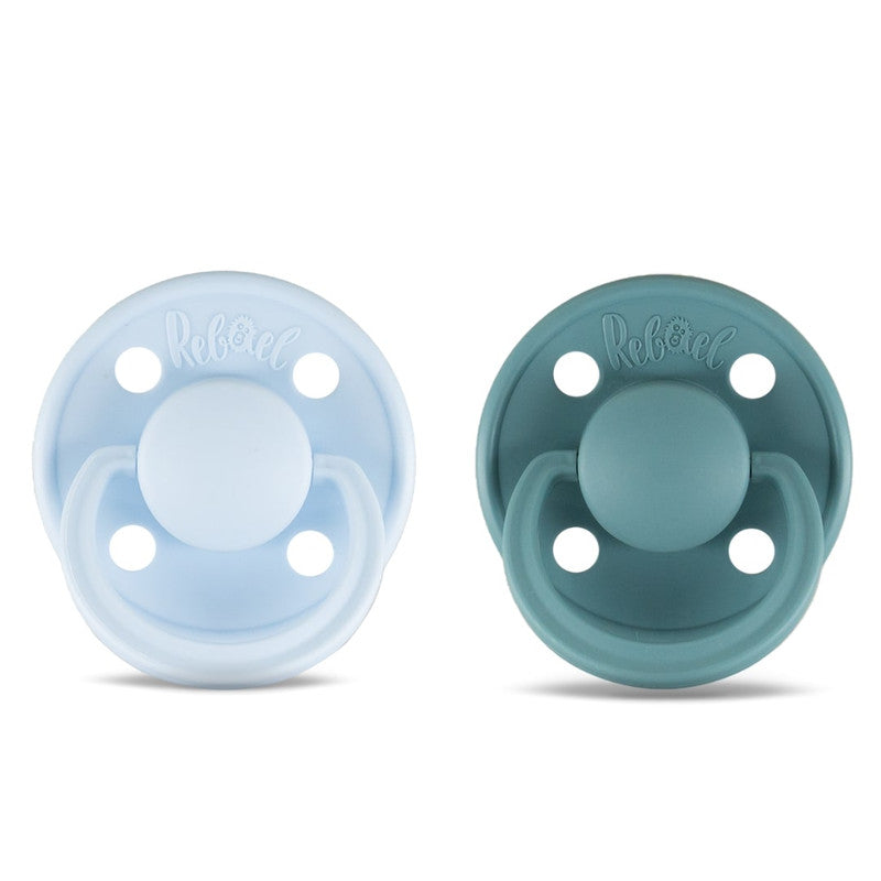 Rebael Mono Round Pacifier Size 1 - Pack of 2 - Tiny Sky / Powder - Laadlee