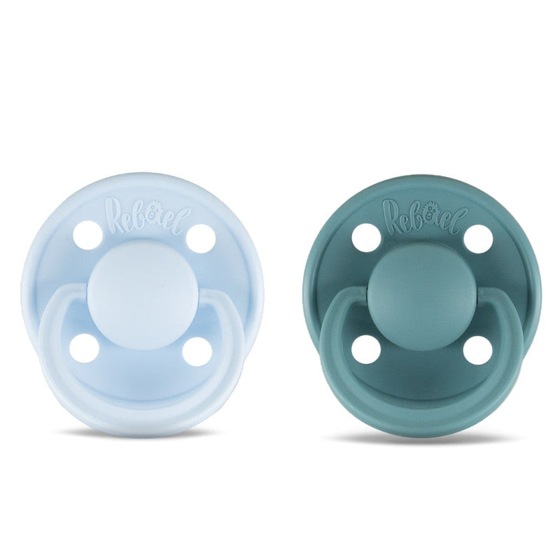 Rebael Mono Round Pacifier Size 2 - Pack of 2 - Tiny Sky / Powder - Laadlee