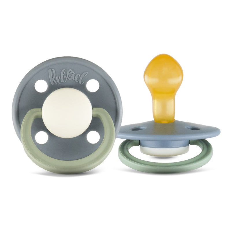 Rebael Fashion Round Pacifier Size 2 - Pack of 2 - Stormy Pearly Dolphin / Cloudy Pearly Pony - Laadlee
