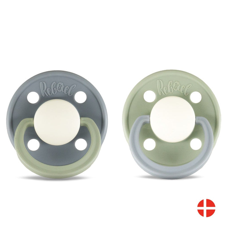 Rebael Fashion Round Pacifier Size 2 - Pack of 2 - Stormy Pearly Dolphin / Cloudy Pearly Pony - Laadlee