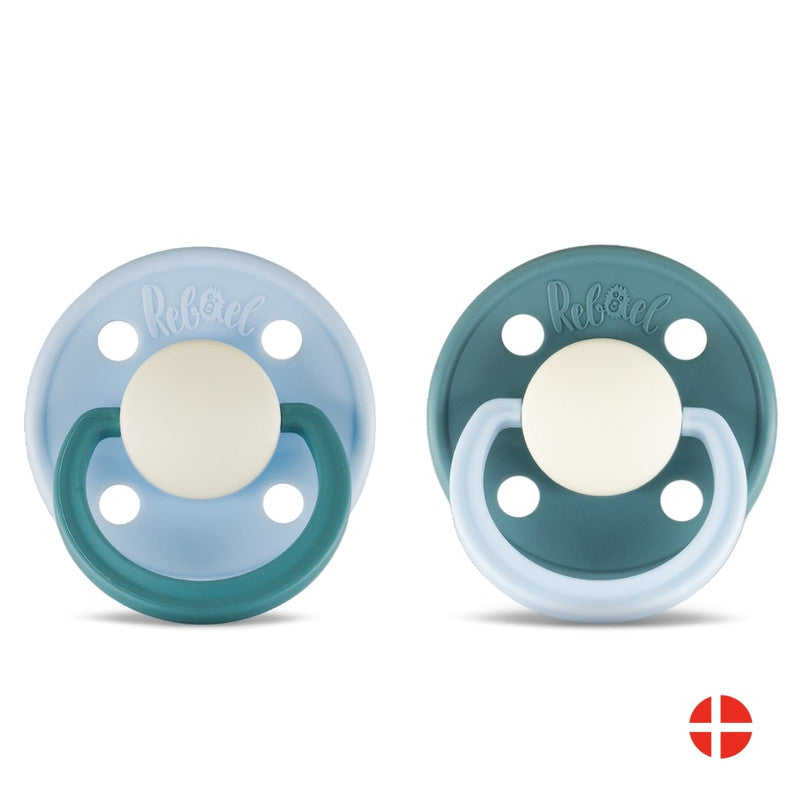 Rebael Fashion Round Pacifier Size 2 - Pack of 2 - Cold Pearly Snake / Rainy Pearly Elephant - Laadlee