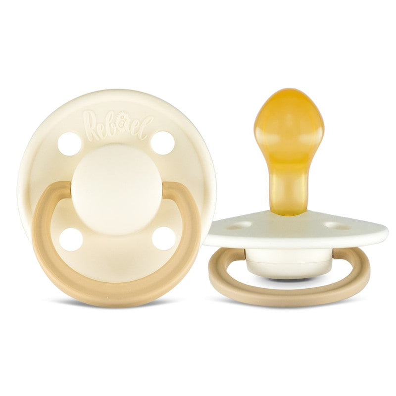 Rebael Fashion Round Pacifier Size 2 - Pack of 2 - Dusty Pearly Mouse / Frosty Pearly Lion - Laadlee