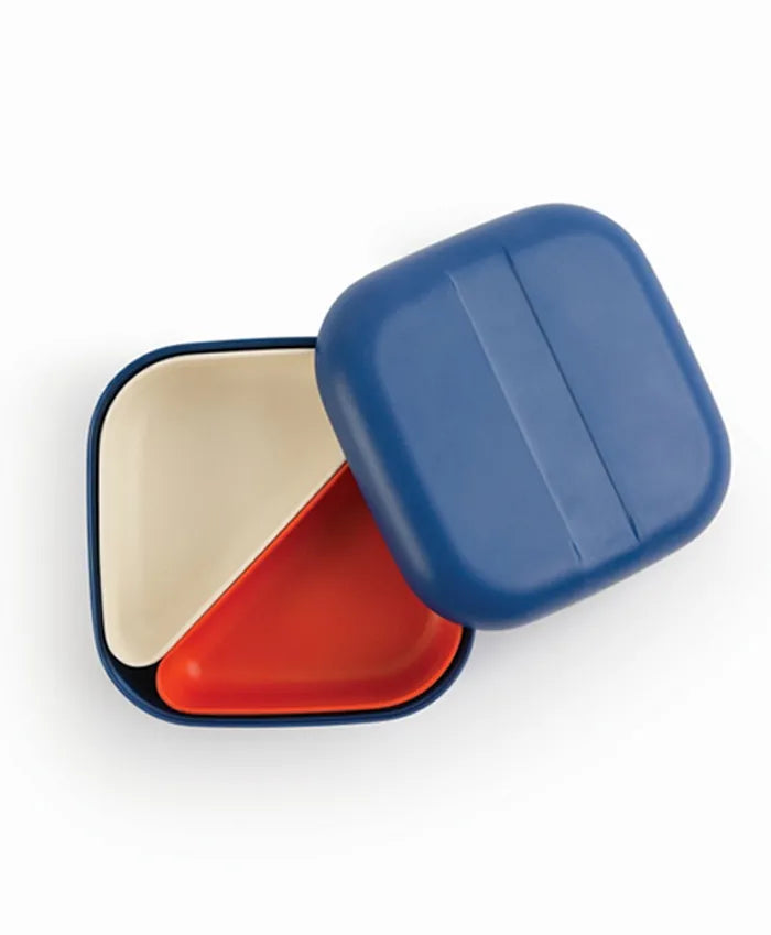 Ekobo - Go Square Bento Lunch Box - Royal Blue + White & Persimmon Compartments - Laadlee