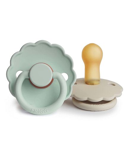 Frigg Daisy Latex Baby Pacifier 6M-18M, 2Pack, Seafoam/Cream - Size 2 - Laadlee