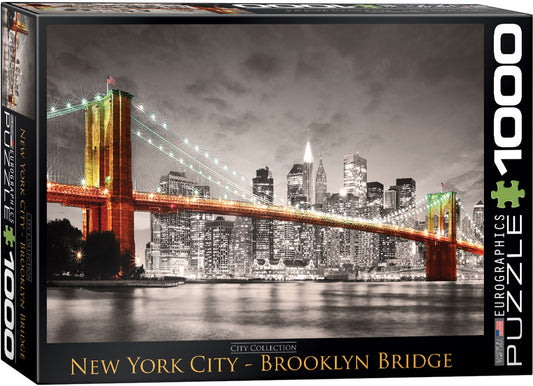 EuroGraphics New York City Brooklyn Bridge Puzzle 1000 Piece Puzzle, Gray - Laadlee