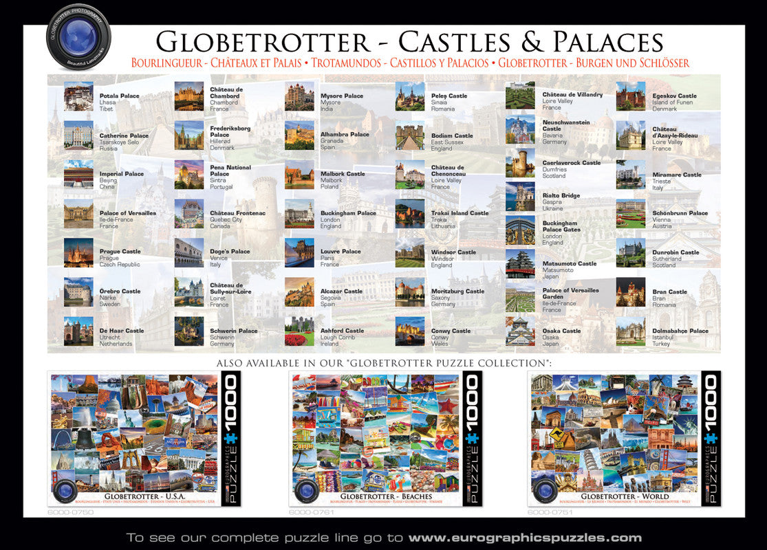 EuroGraphics Castles & Palaces - Globetrotter 1000 Pieces Puzzle - Laadlee
