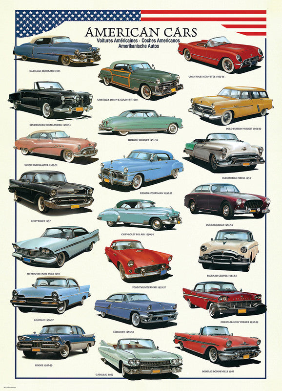 EuroGraphics American Cars 1000 Pieces Puzzle - Laadlee