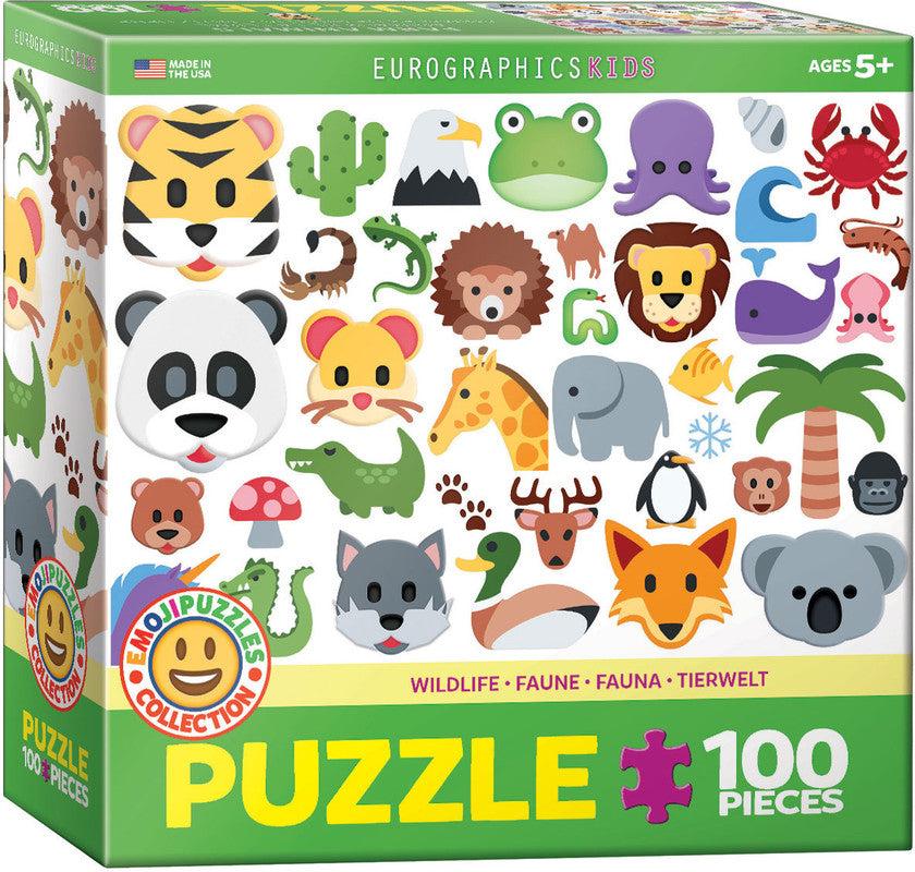 EuroGraphics Emojipuzzle-Wild Animals 100 Piece Puzzle - Laadlee