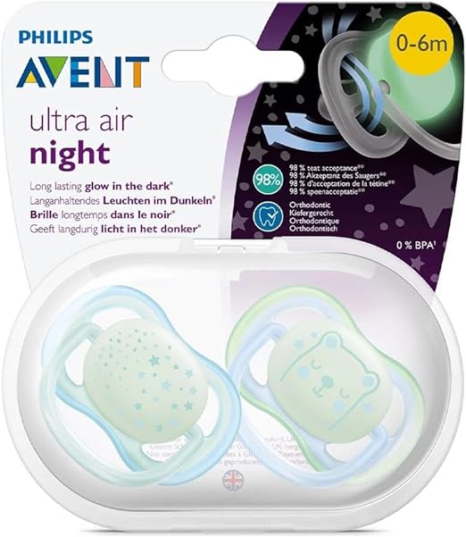 Philips Avent Nighttime Silicone Ultra Air Soother (0M - 6M)- Pack of 2 - Laadlee