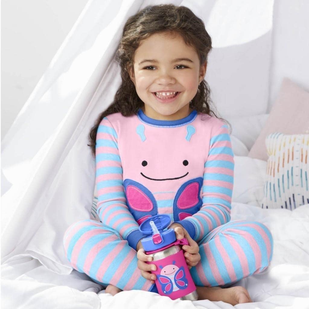 Skip Hop Zoo Stainless Steel Straw Bottle 350ml - Butterfly - Laadlee