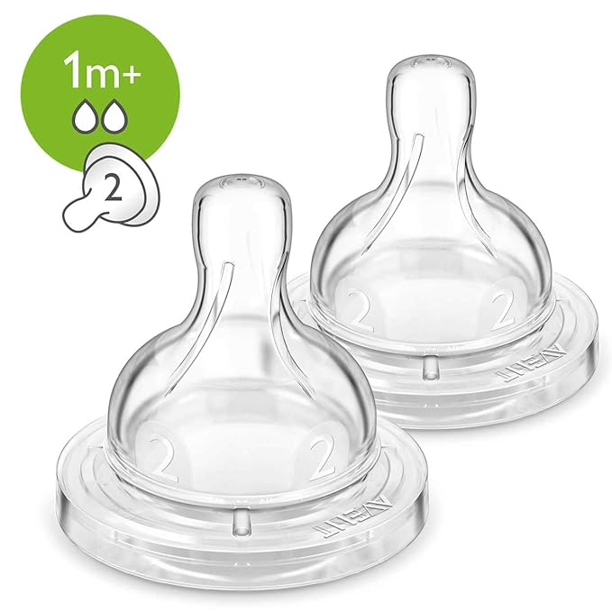 Philip Avent Anti Colic Teat Slow Flow, 2 Holes Normal (Pack of 2) - Laadlee