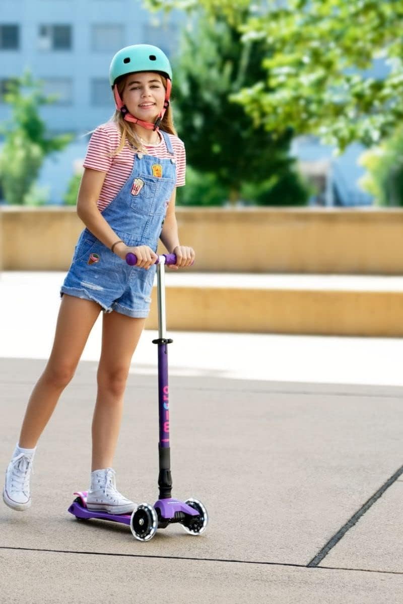 Maxi Micro Deluxe Foldable LED Scooter - Purple - Laadlee