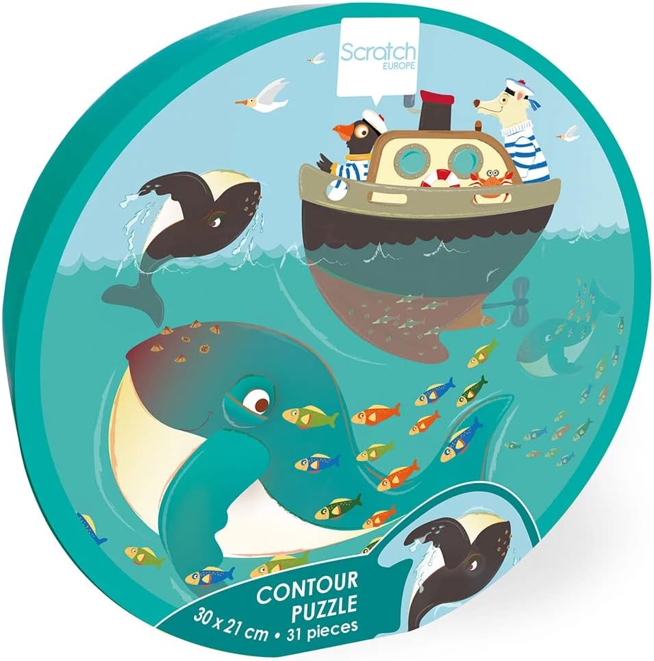 Scratch Europe Whales Contour Puzzle - 31Pcs - Laadlee