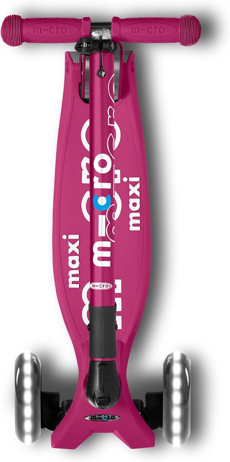 Micro Maxi Deluxe Foldable LED Scooter - Berry Red - Laadlee