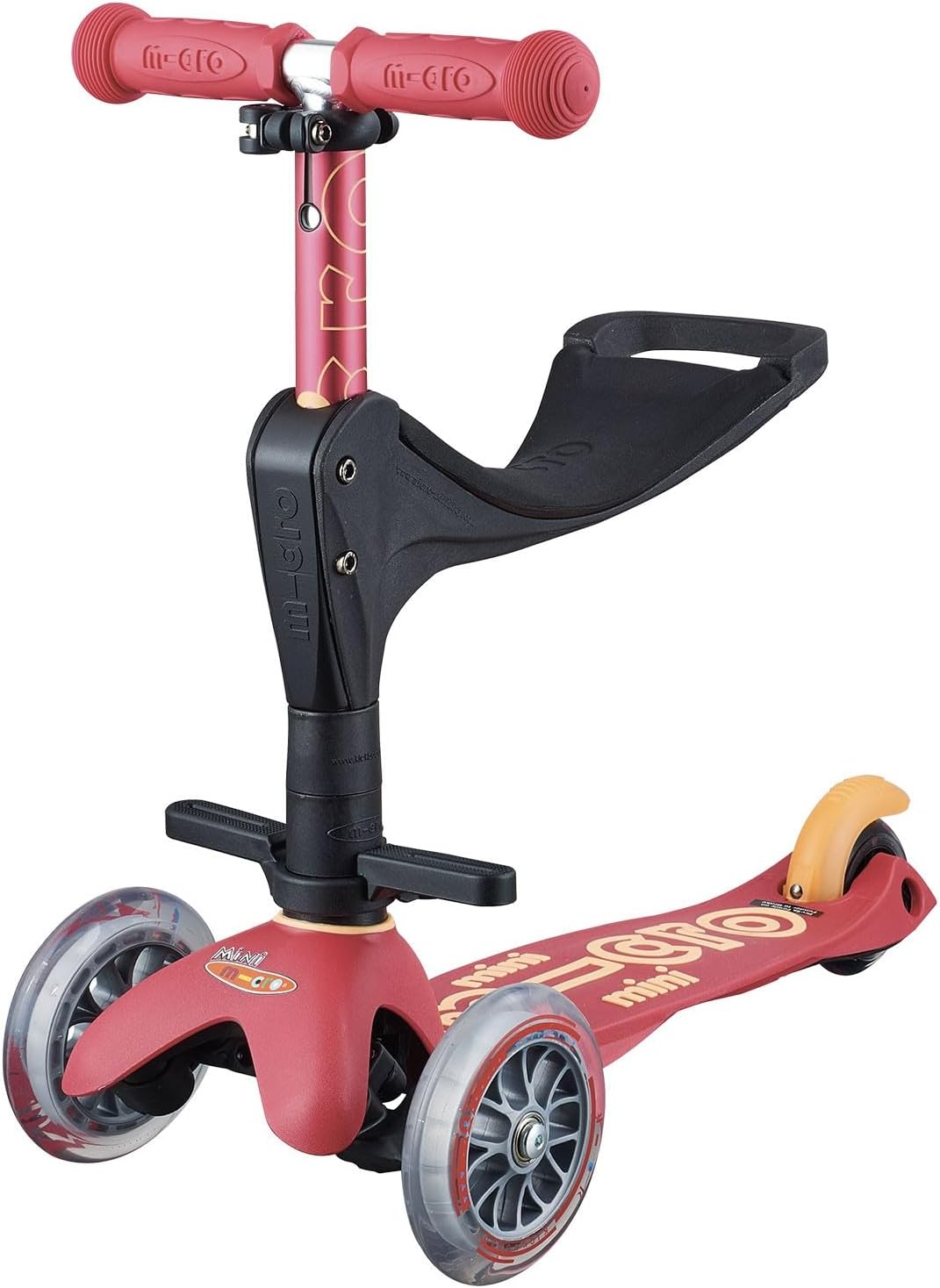 Micro Mini 3 In 1 Deluxe Plus Scooter - Ruby Red - Laadlee