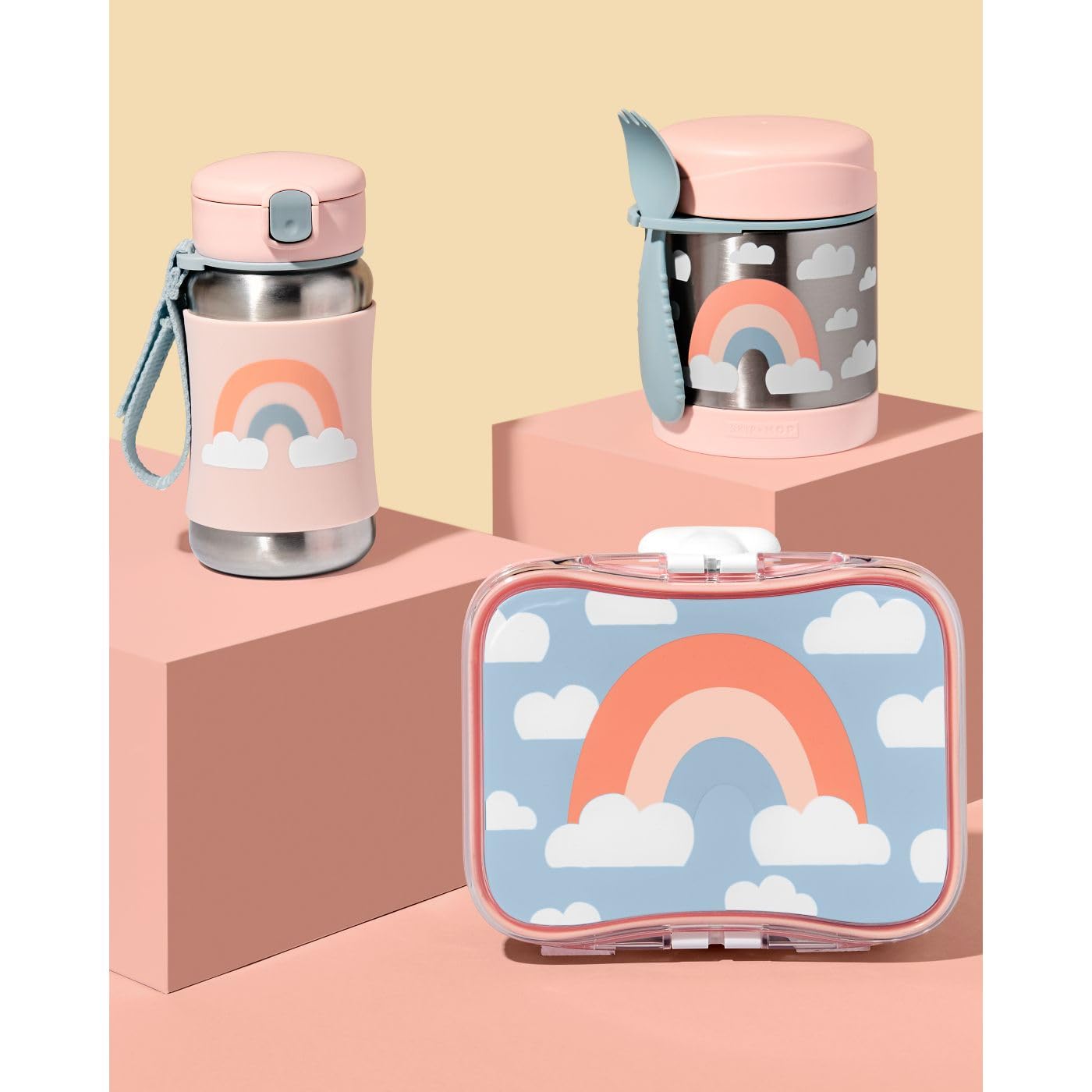 Skip Hop Spark Style SS Straw Bottle 350ml - Sky - Laadlee