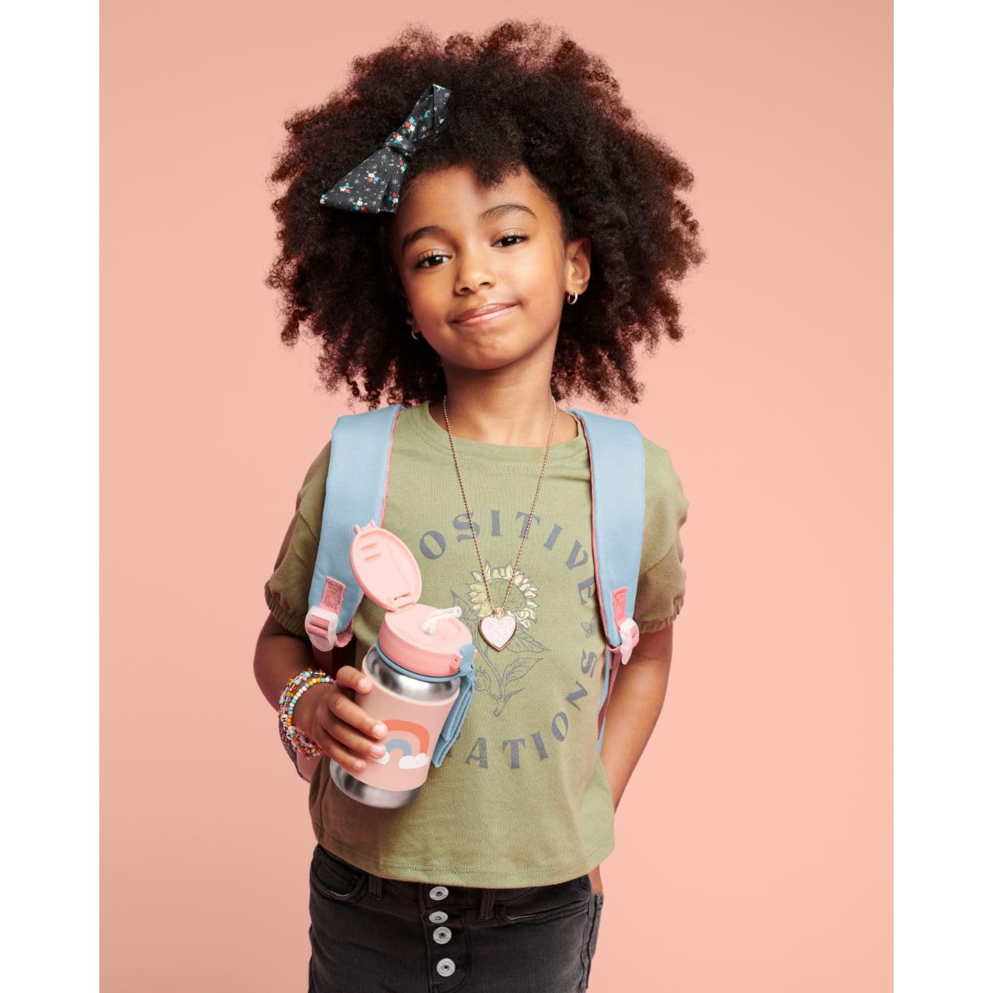 Skip Hop Spark Style SS Straw Bottle 350ml - Sky - Laadlee