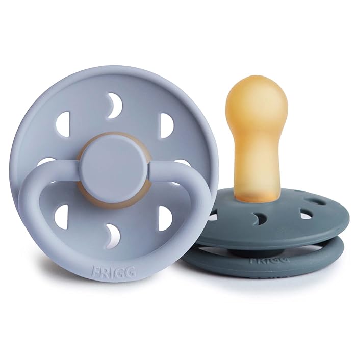 Frigg Moon Phase Latex Baby Pacifier 0-6M, 2Pack, Powder Blue/Slate - Size 1 - Laadlee