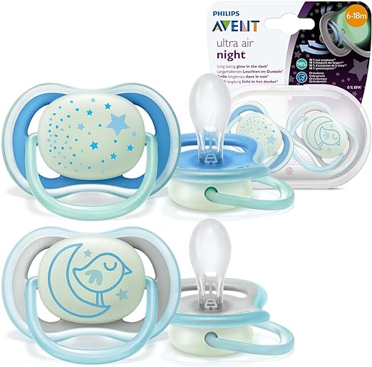 Philips Avent Nighttime Silicone Ultra Air Soother (6M - 18M)- Pack of 2 - Laadlee