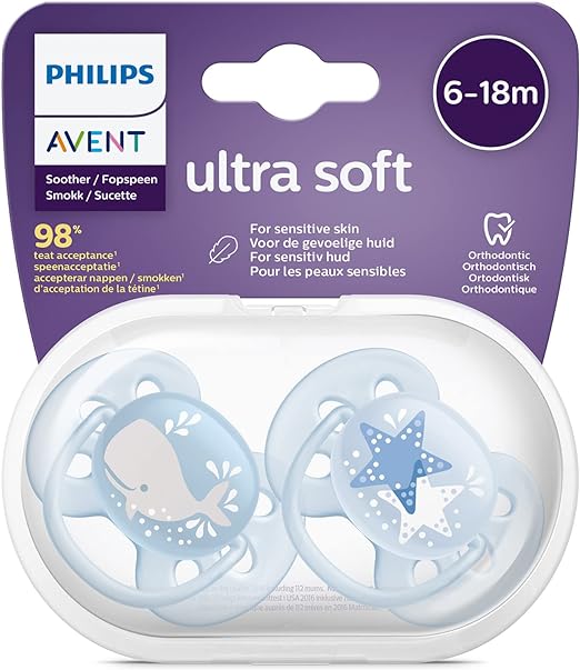 Philips Avent Soft Soother Mix Deco - Blue  (6M - 18M) - Laadlee