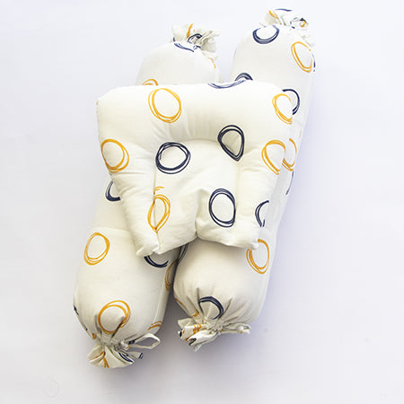 Yellow Doodle Cot Bedsheet Set - Doodle Circles - Laadlee