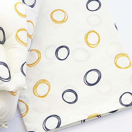 Yellow Doodle Cot Bedsheet Set - Doodle Circles - Laadlee